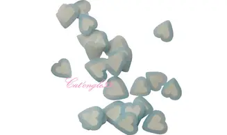 Sachet de fimo coeur bleu clair blanc