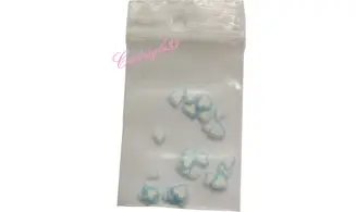 Sachet de fimo coeur bleu clair blanc