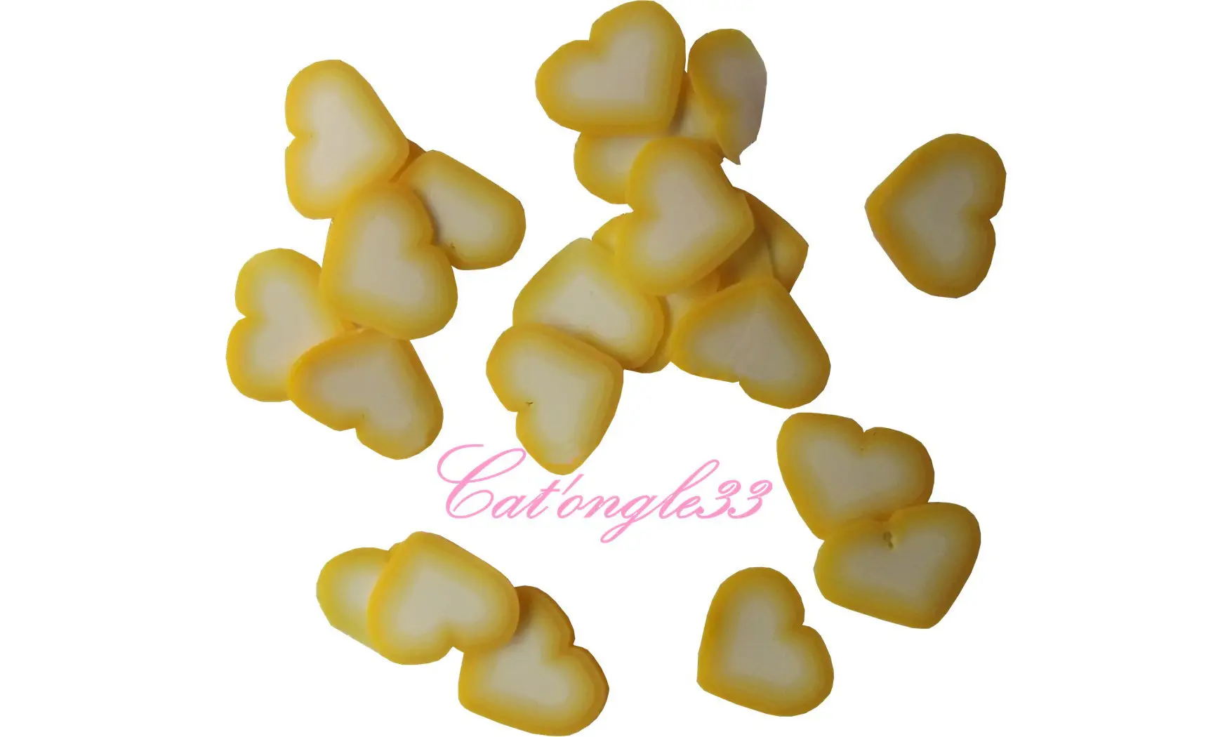 Sachet de fimo coeur jaune blanc