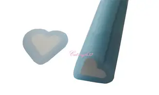 Baton fimo coeur bleu clair blanc