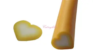 Baton fimo coeur jaune blanc