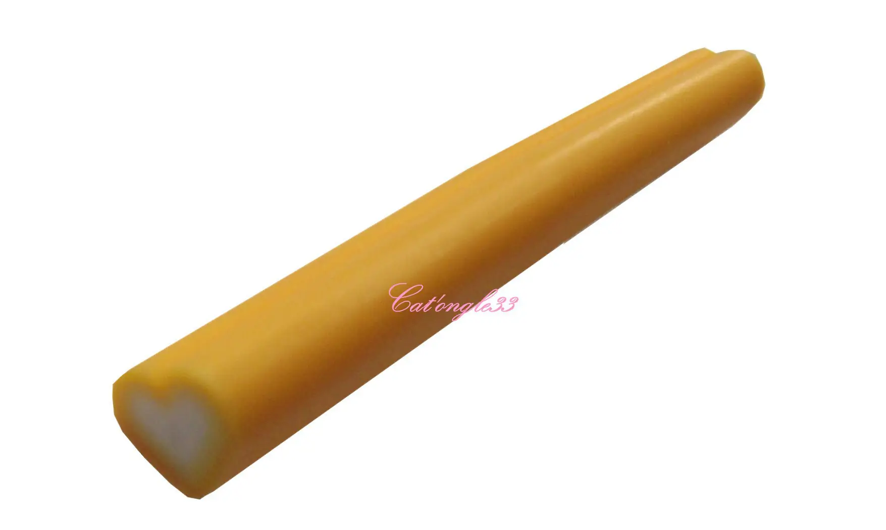 Baton fimo coeur jaune blanc