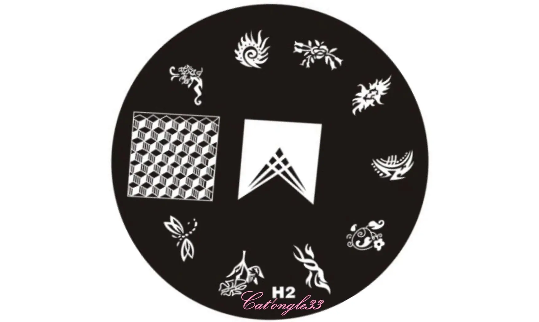 Plaque stamping H02 ronde nail art