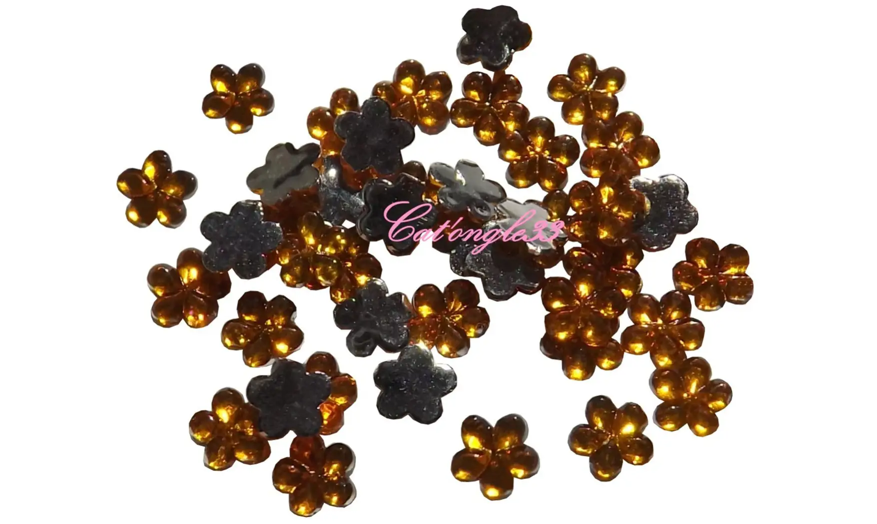 Strass fleurs orange