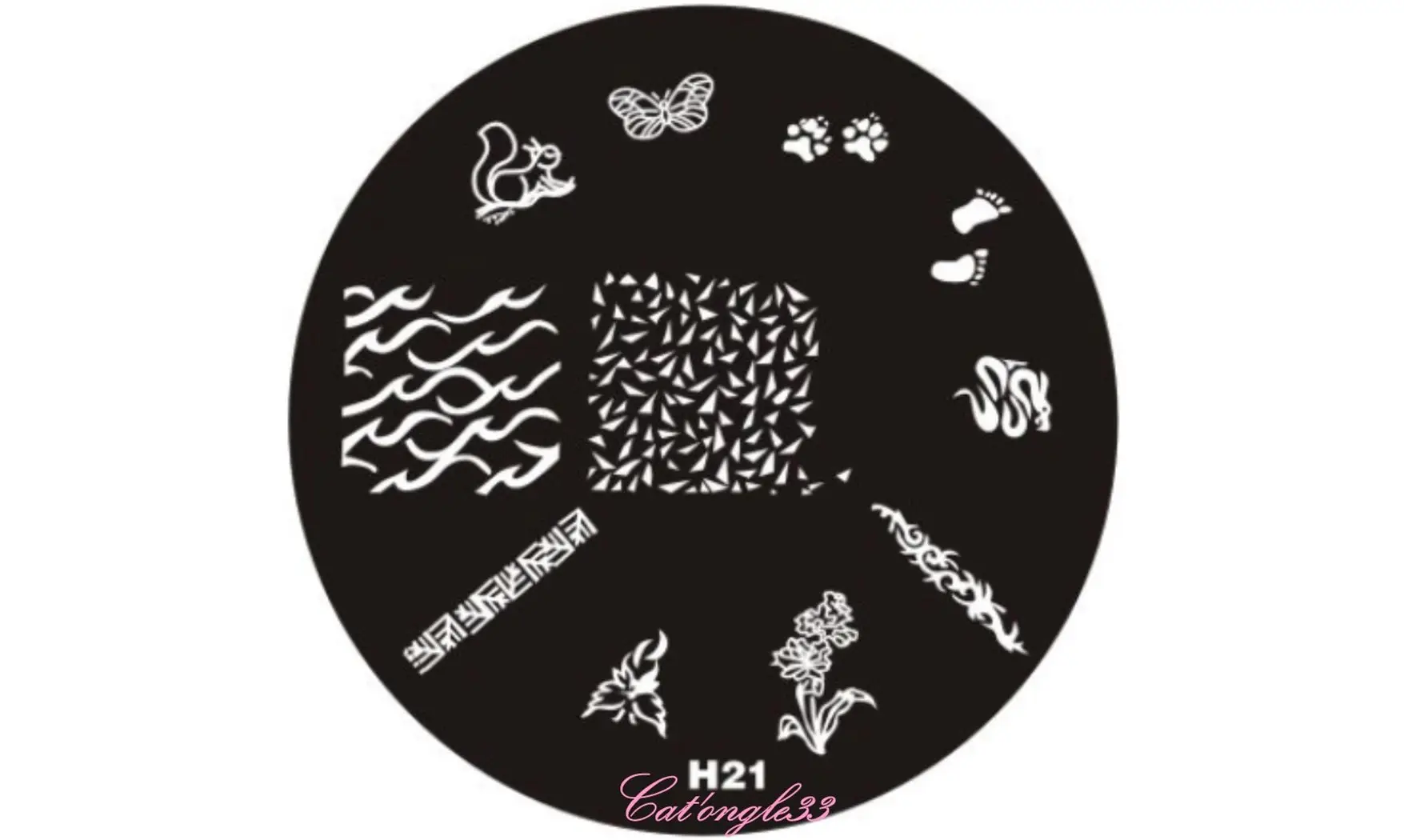 Plaque stamping H21 ronde nail art