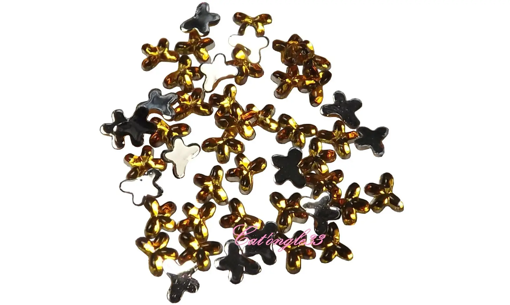 Strass papillon jaune 4/3mm