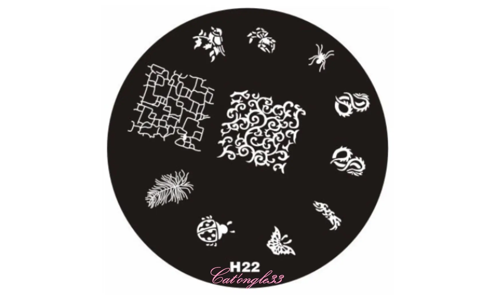 Plaque stamping H22 ronde nail art