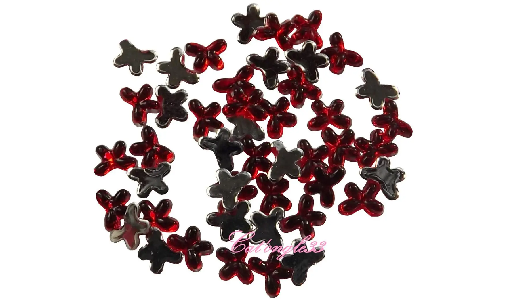 Strass papillon rouge 4/3mm