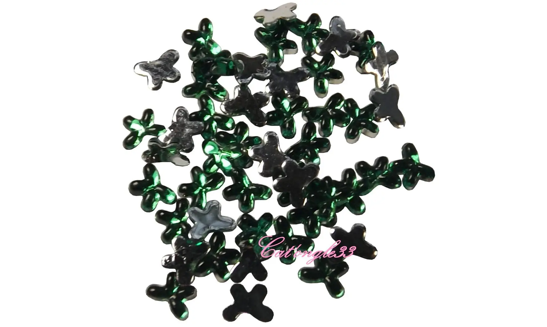 Strass papillon vert sapin 4/3mm