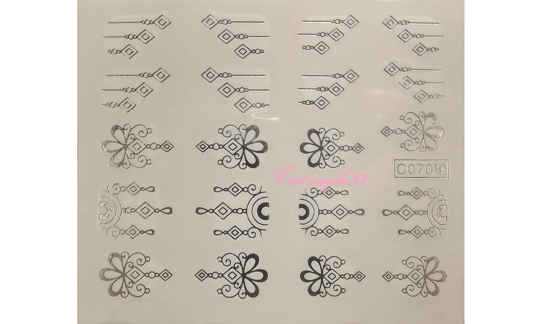 Water décal argent baroque C070s