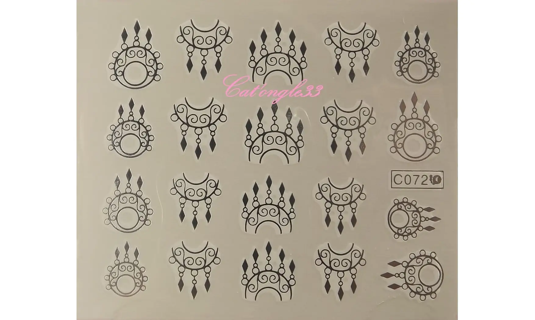 Water décal argent baroque C072s