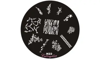 Plaque stamping H23 ronde nail art