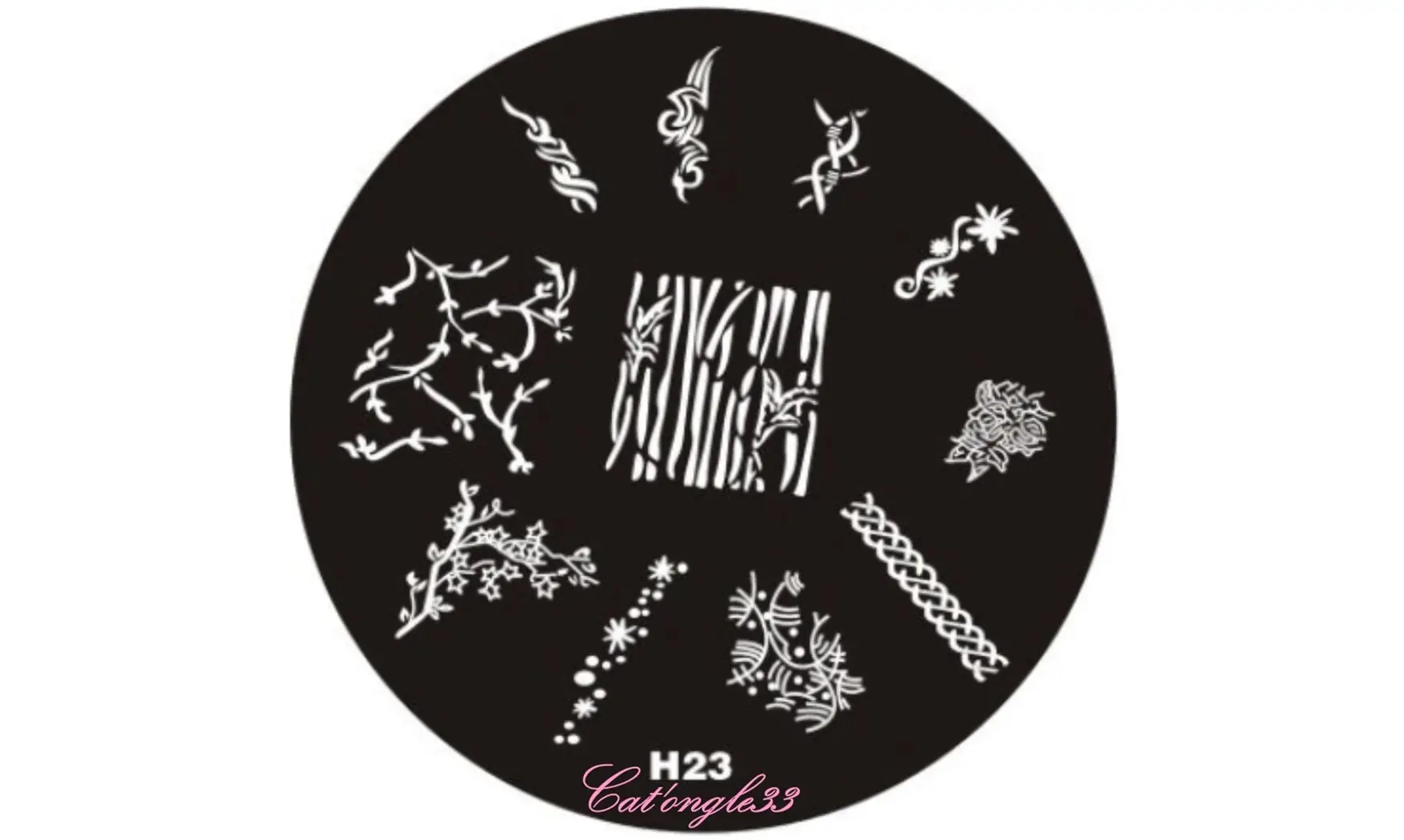 Plaque stamping H23 ronde nail art