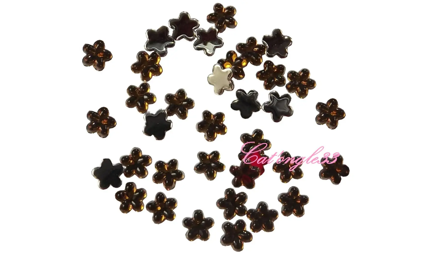 Strass fleurs marron