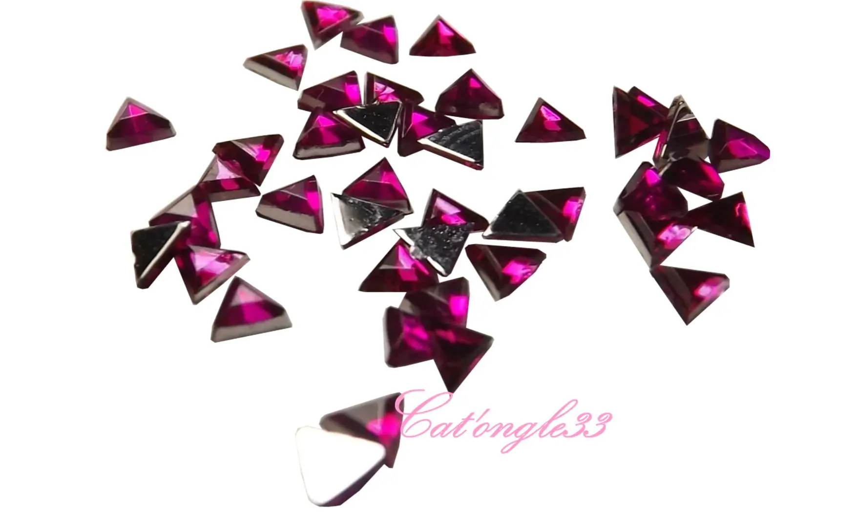 Strass triangle fuchsia 3mm