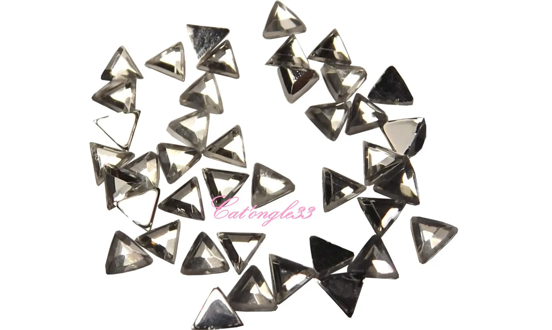 Strass triangle argent 3mm