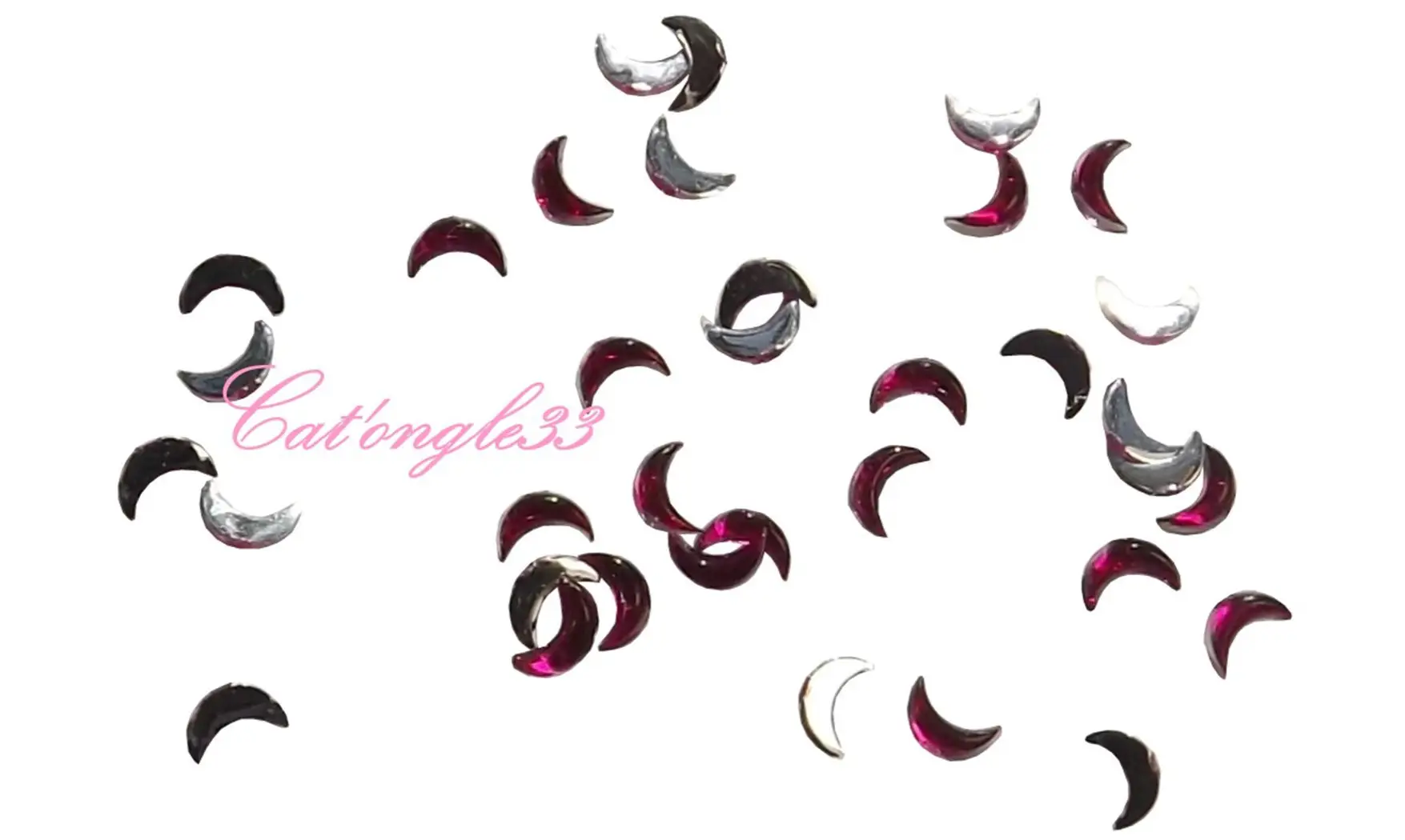 Strass lune fuchsia