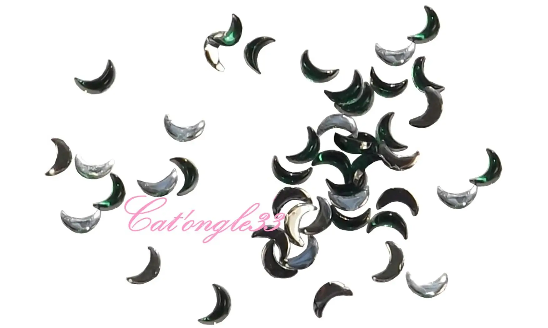 Strass lune vert sapin