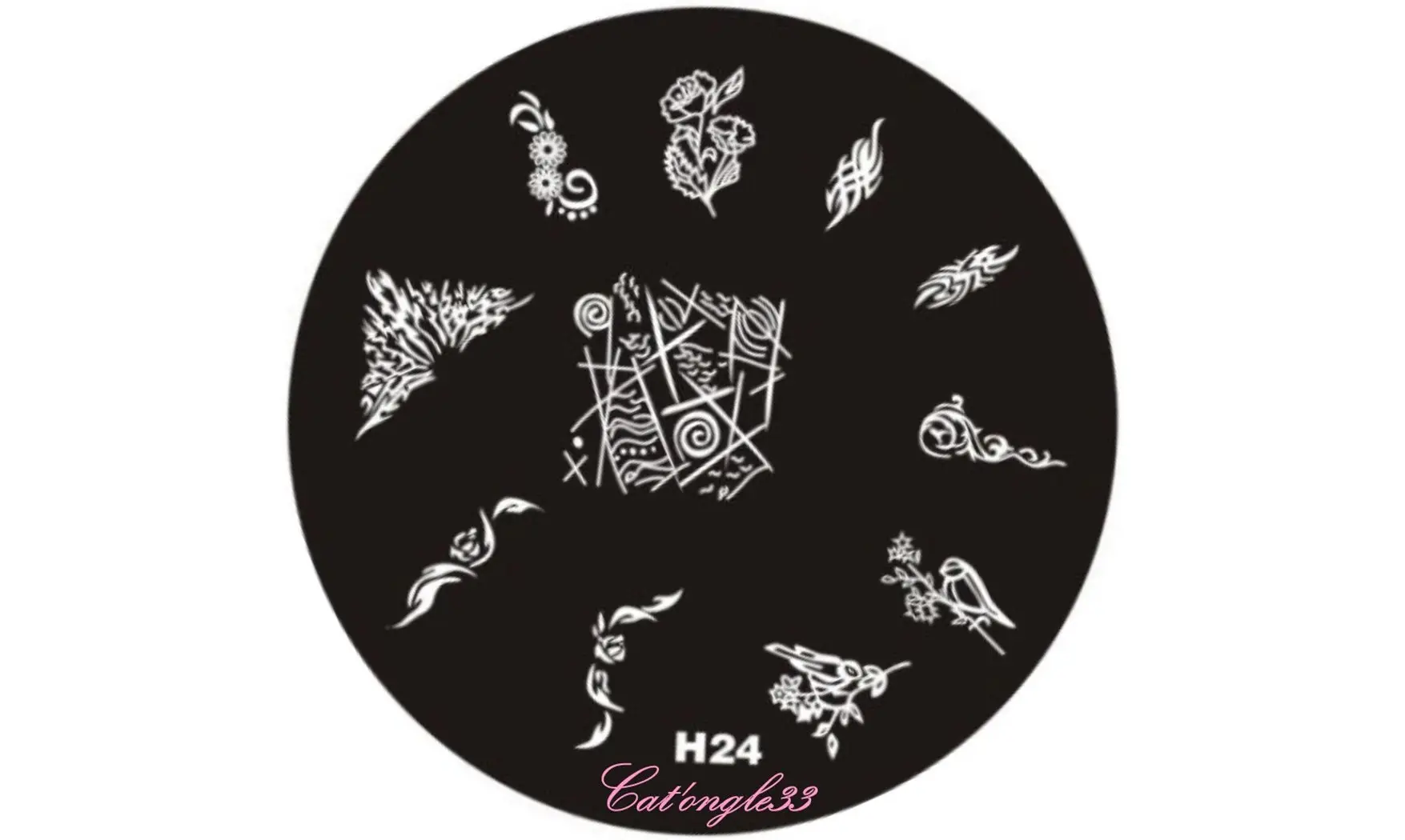 Plaque stamping H24 ronde nail art