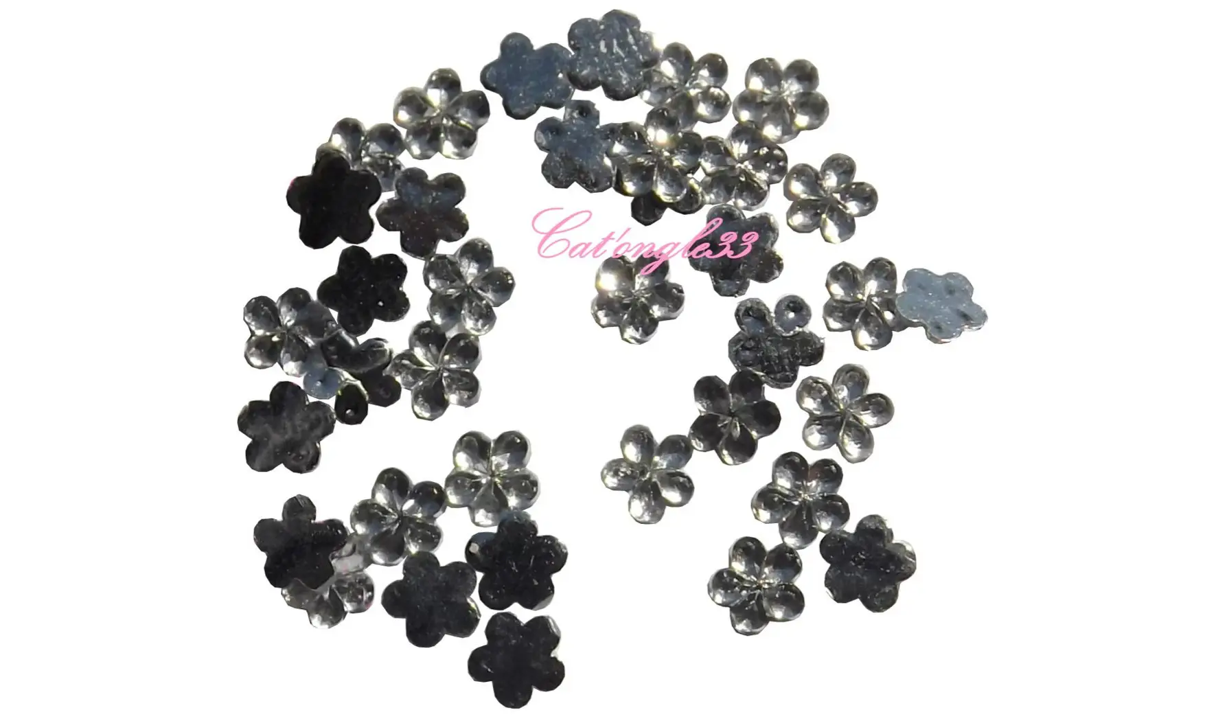 Strass fleurs argent