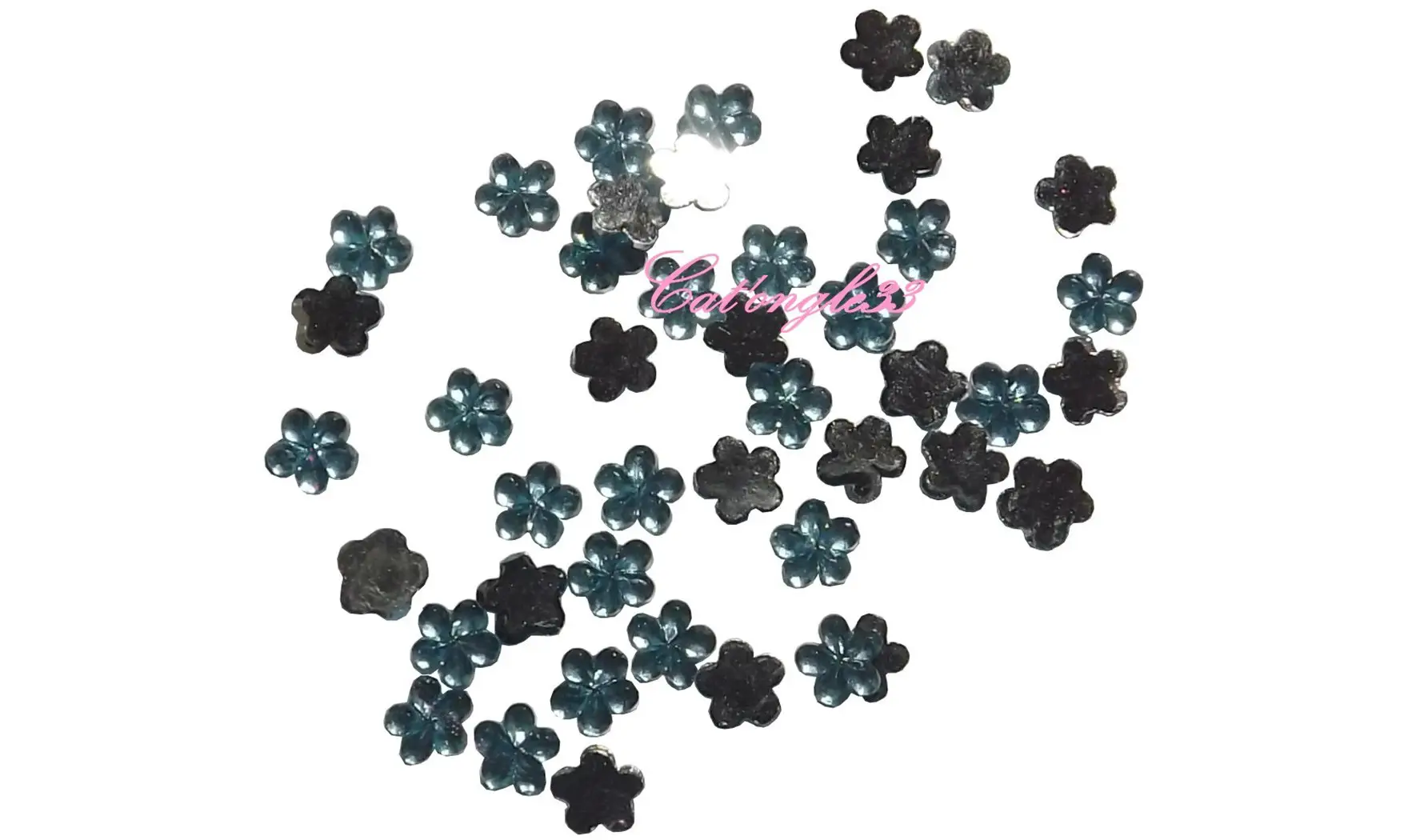 Strass fleurs turquoise