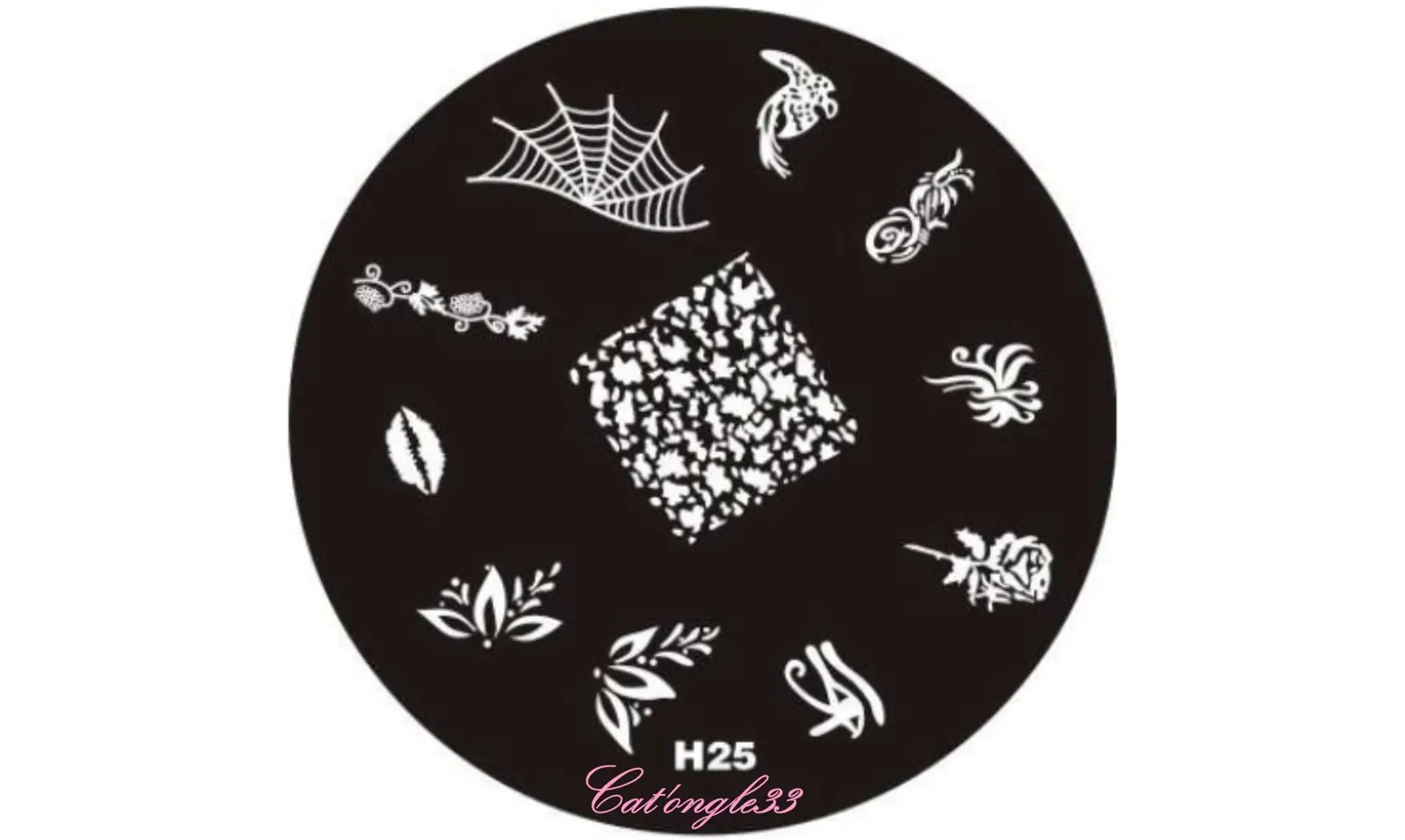 Plaque stamping H25 ronde nail art