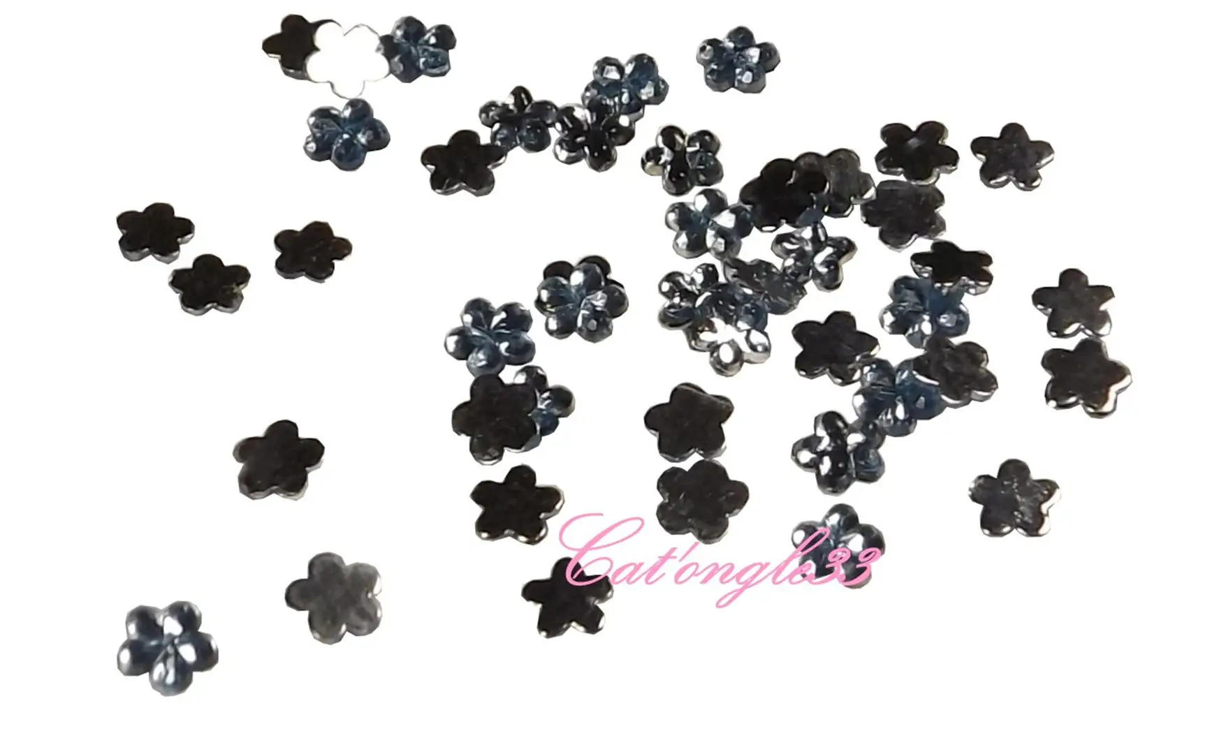 Strass fleurs bleu roi