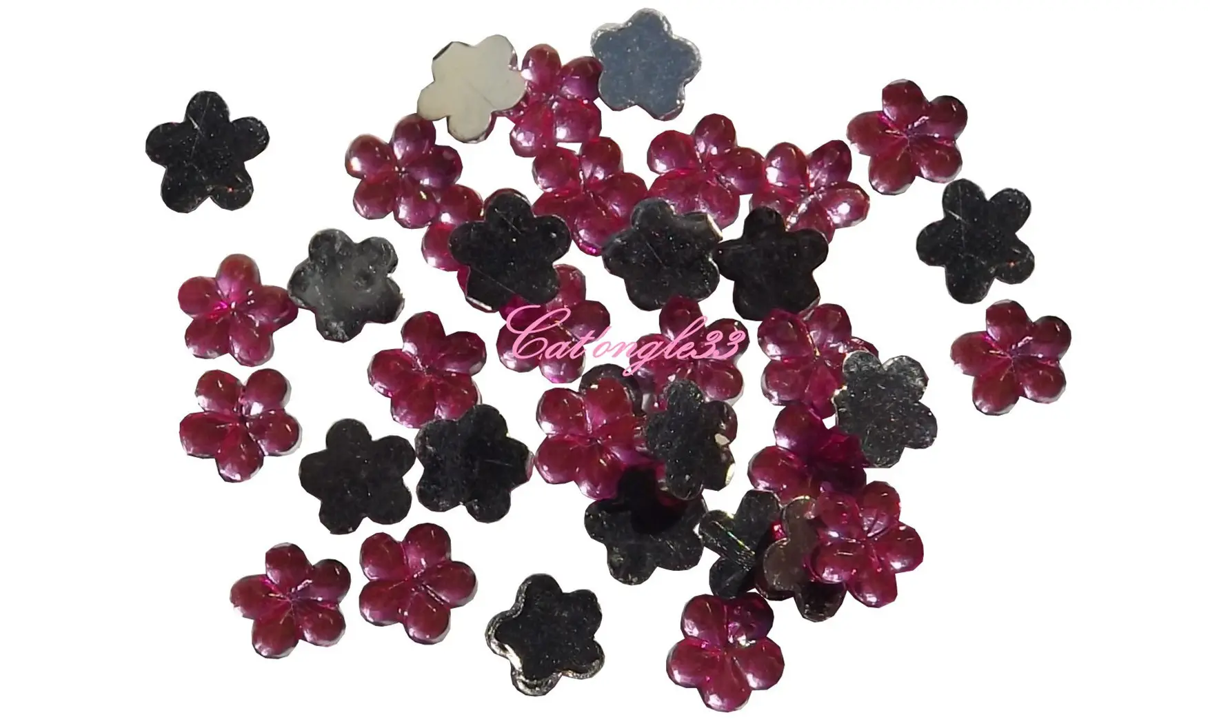 Strass fleurs rose