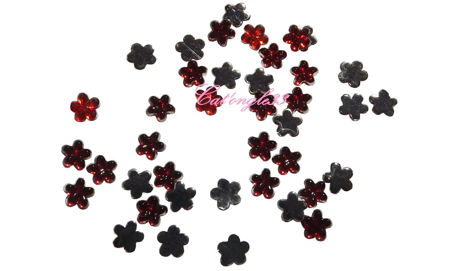 Strass fleurs rouge