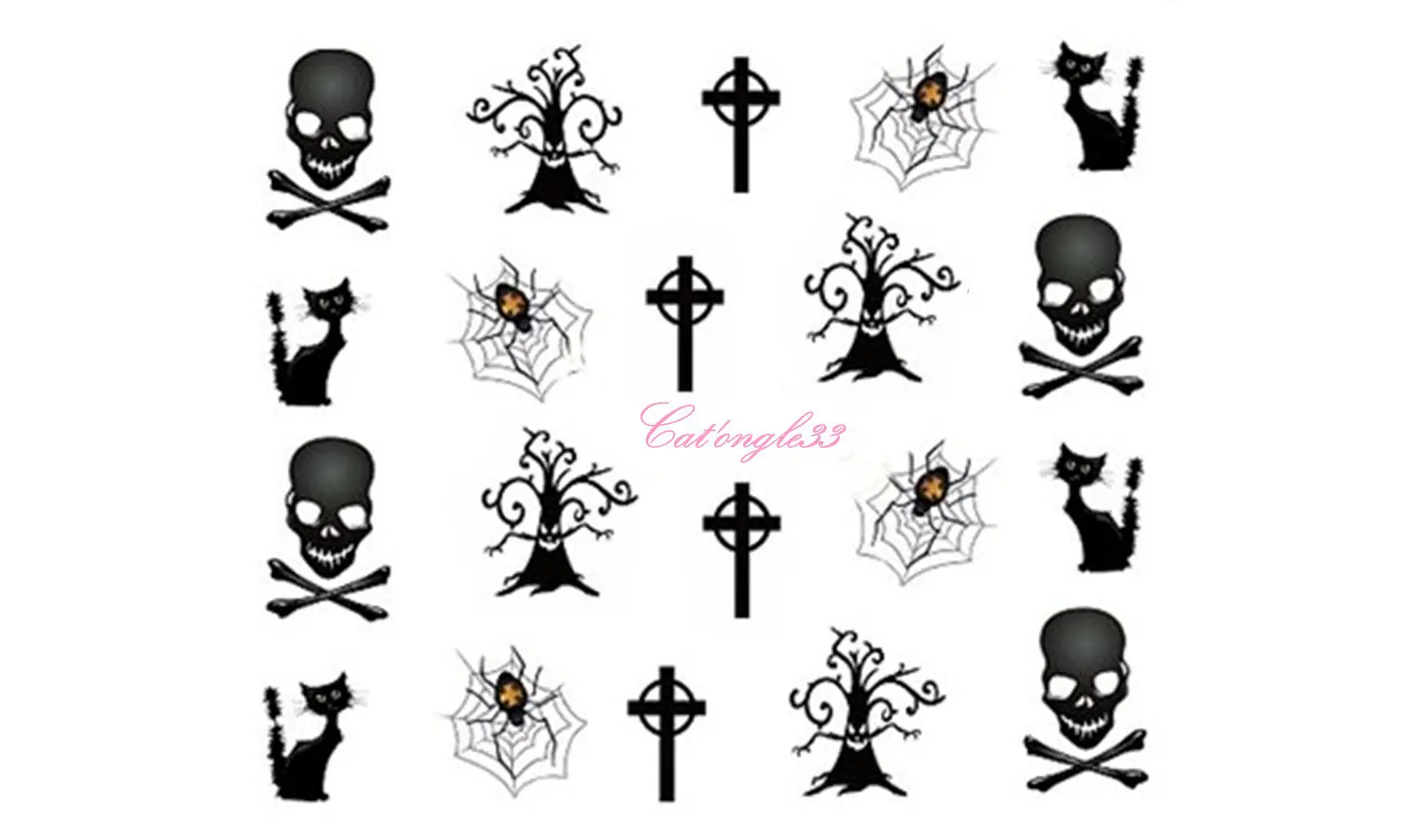 Water decal Halloween tête de mort A1118