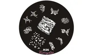 Plaque stamping H26 ronde nail art