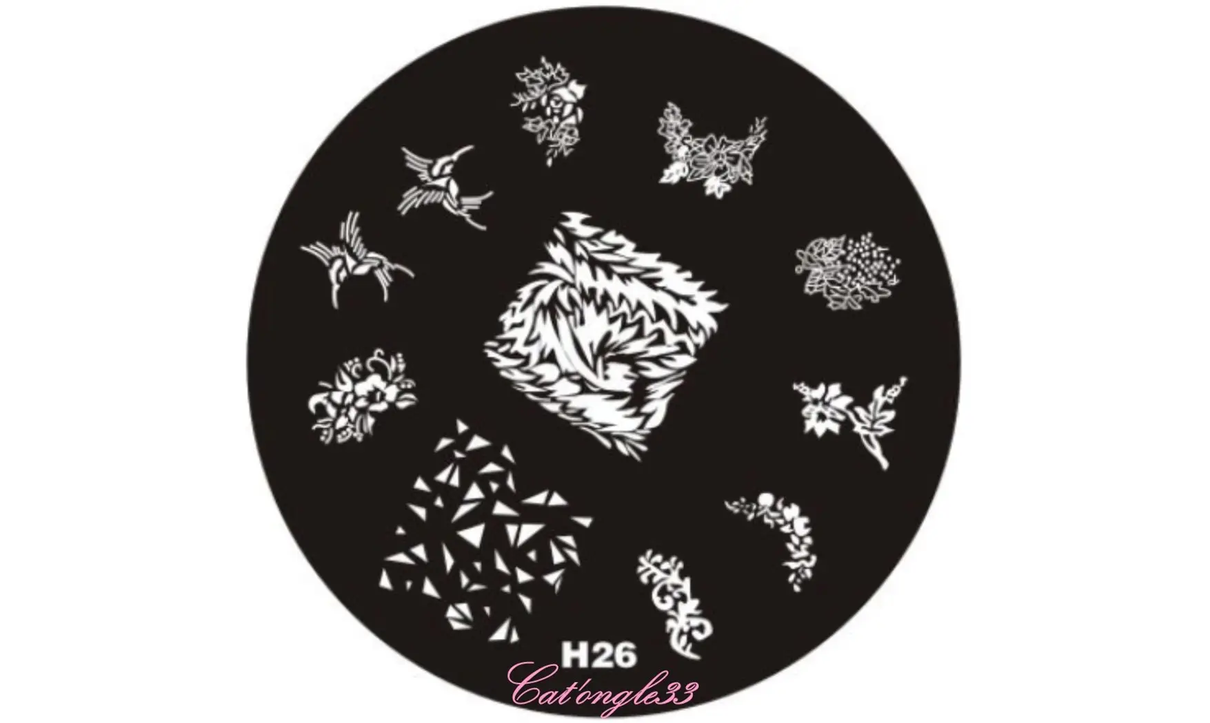Plaque stamping H26 ronde nail art