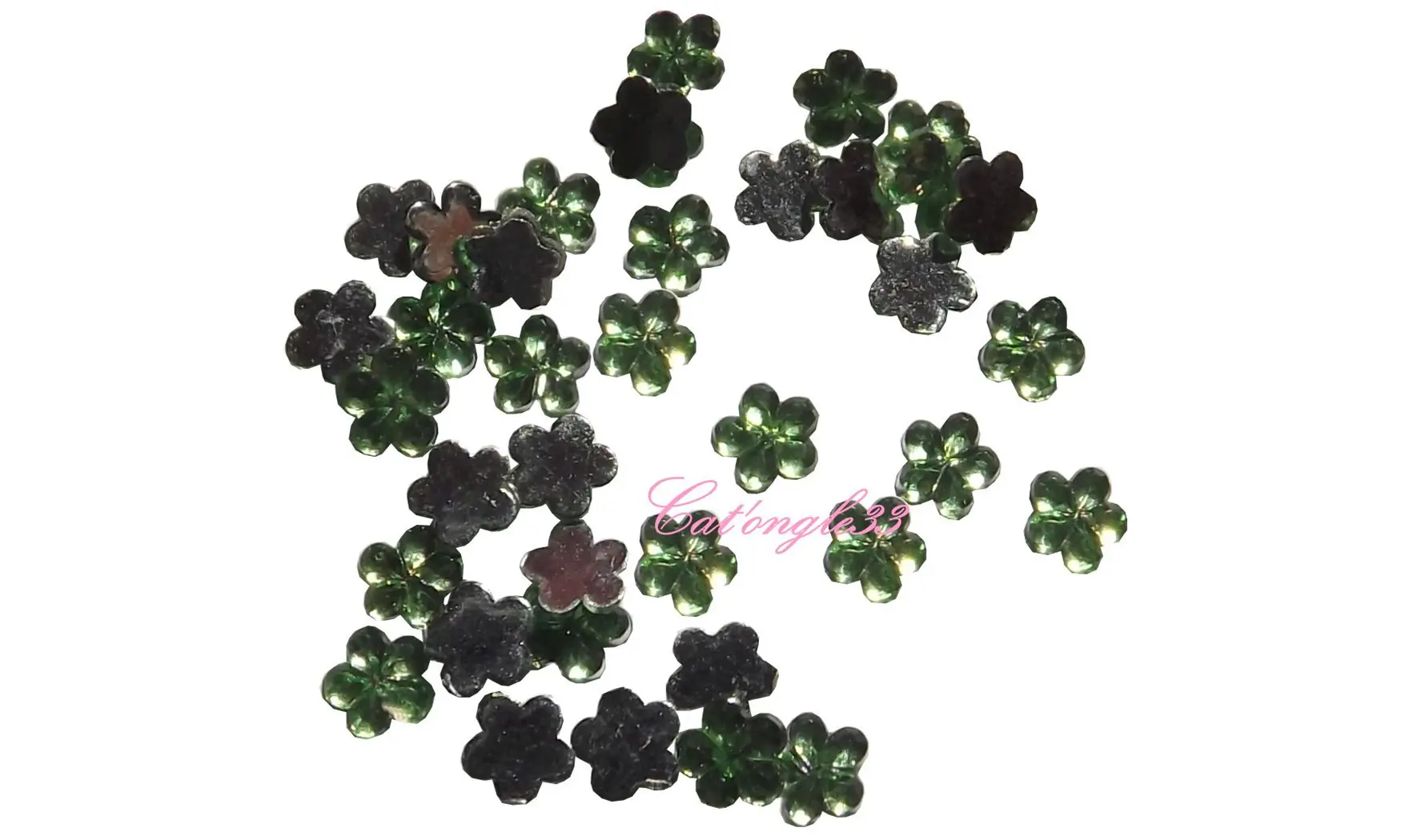 Strass fleurs vert clair