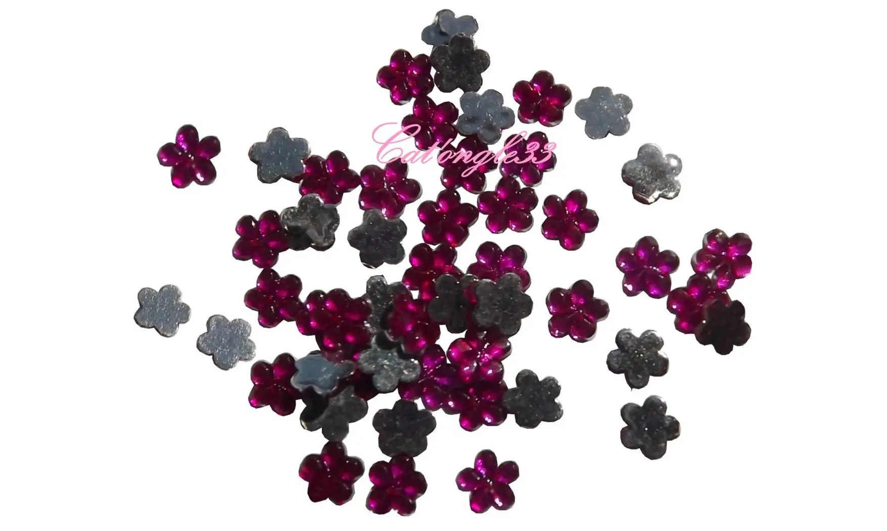 Strass fleurs fuchsia
