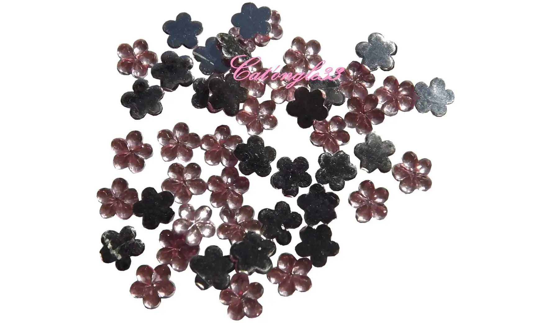 Strass fleurs rose clair