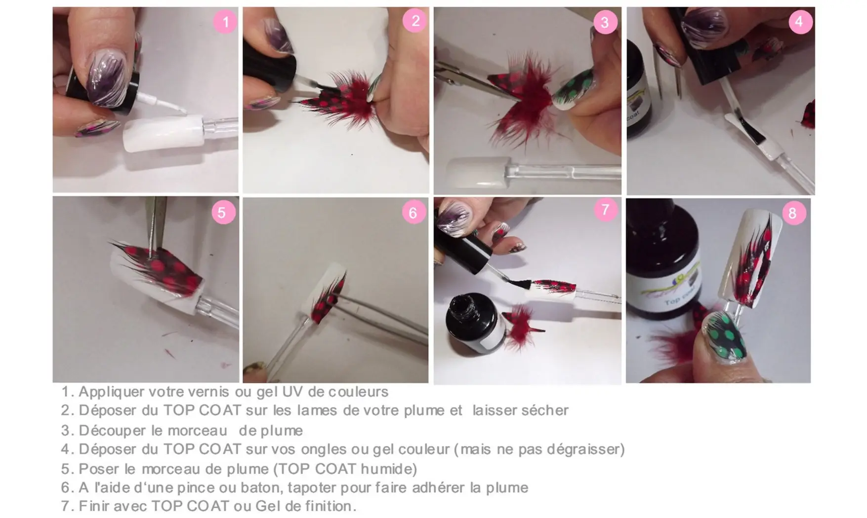 Plume marron nail art