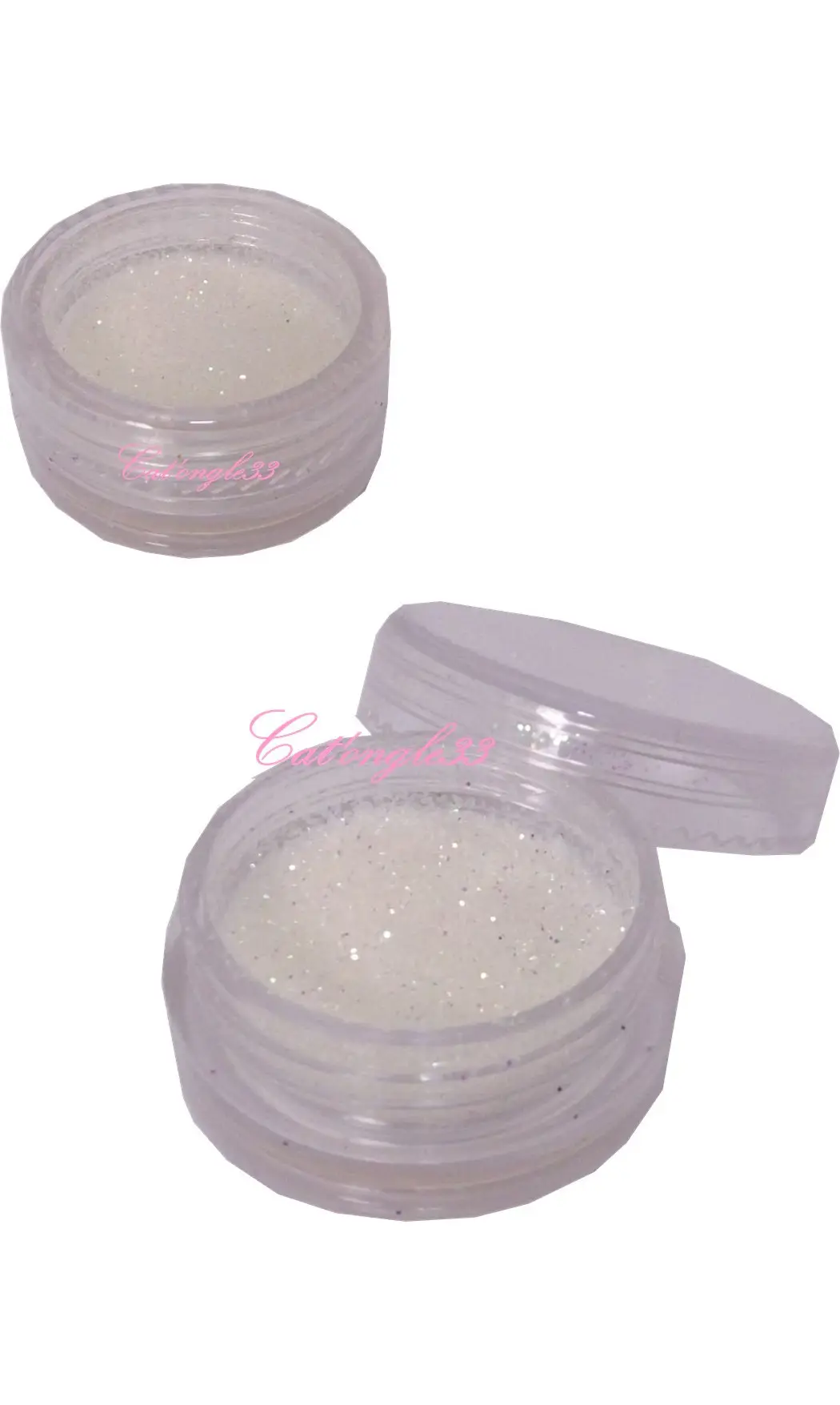 Paillettes fines blanche nail art