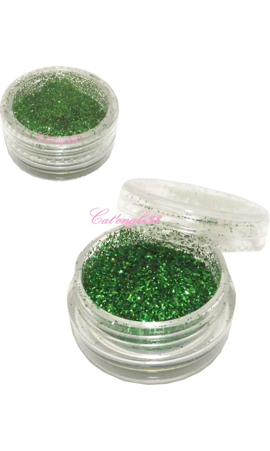 Paillettes fines vert gazon nail art