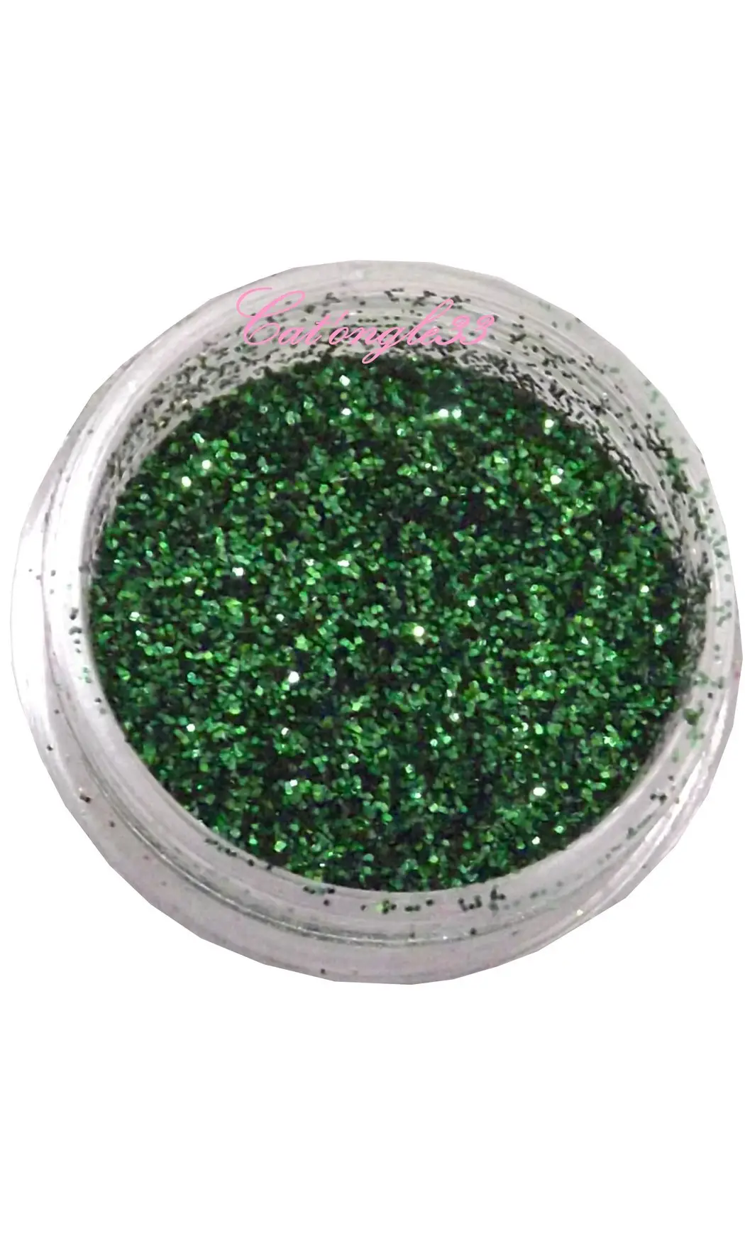 Paillettes fines vert gazon nail art