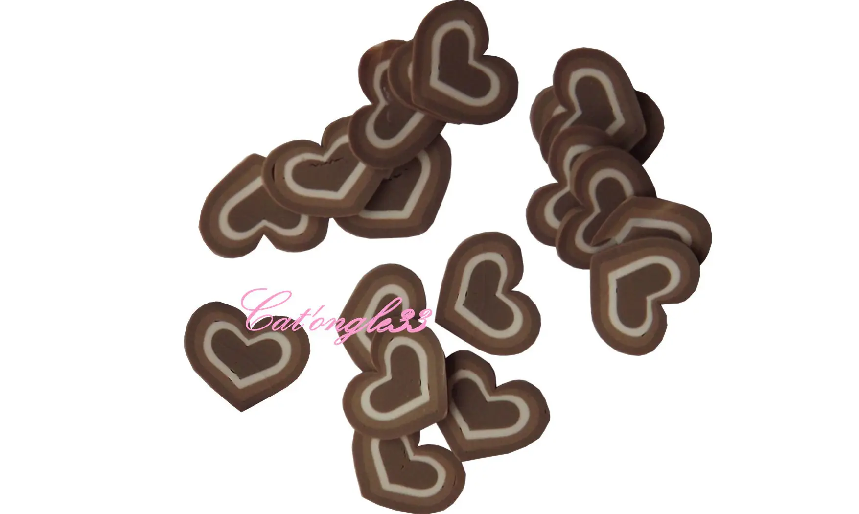 Sachet de fimo coeur marron