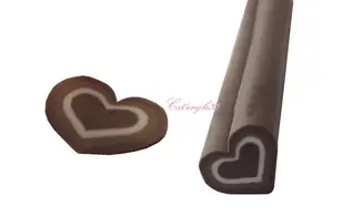 Baton fimo coeur marron