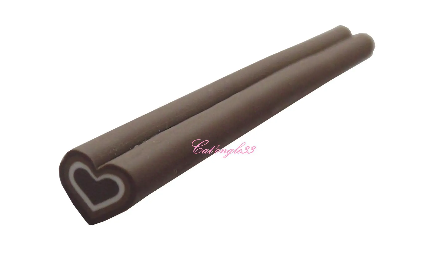 Baton fimo coeur marron
