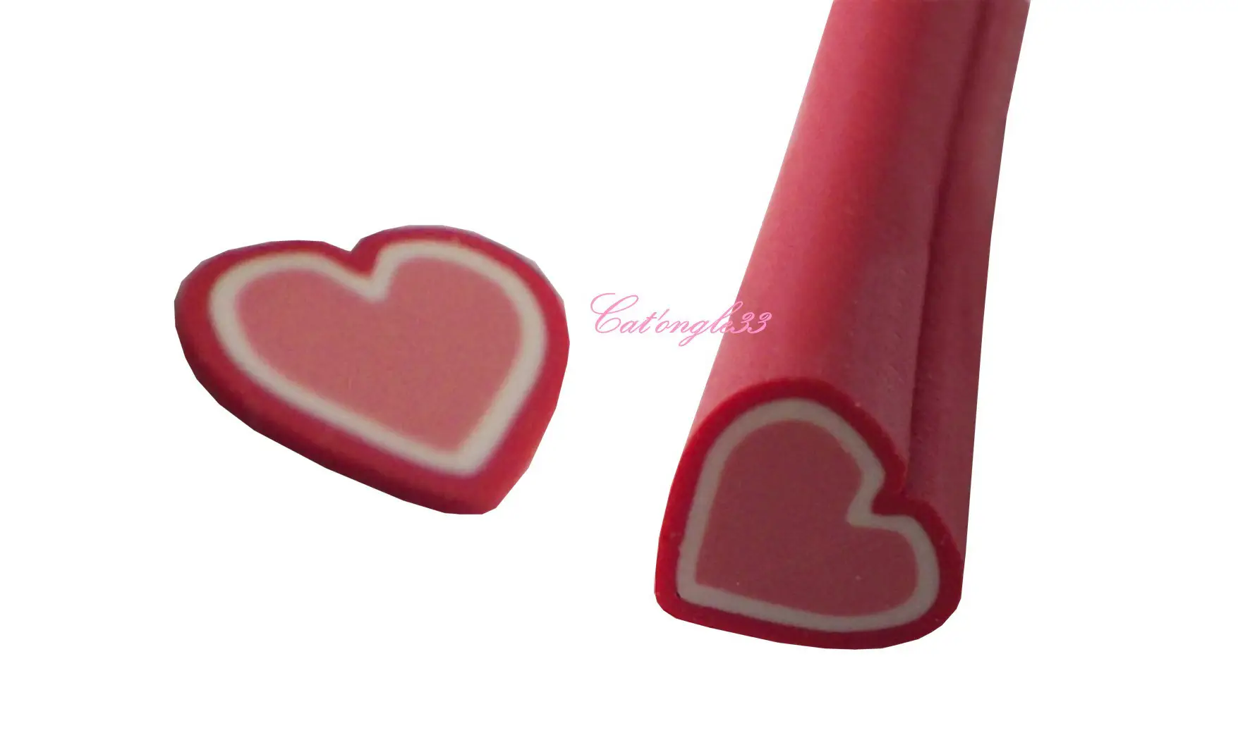 Baton fimo coeur rouge