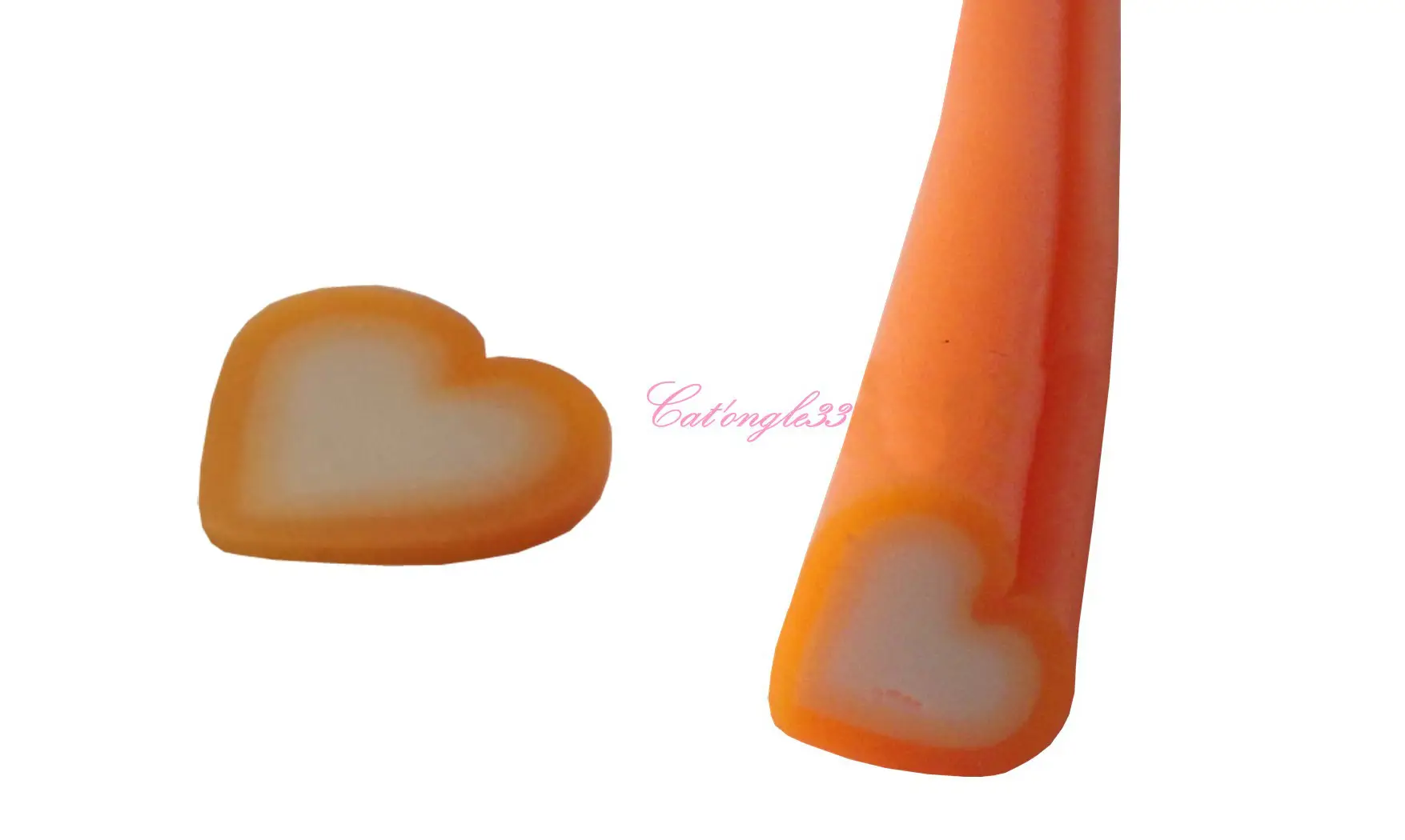 Baton fimo coeur orange