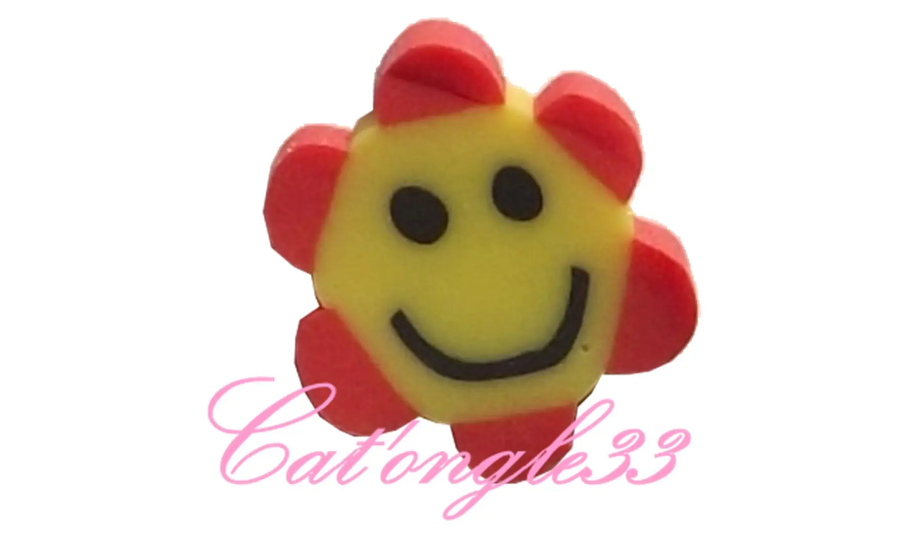 Sachet de fimo smiley fleur rouge