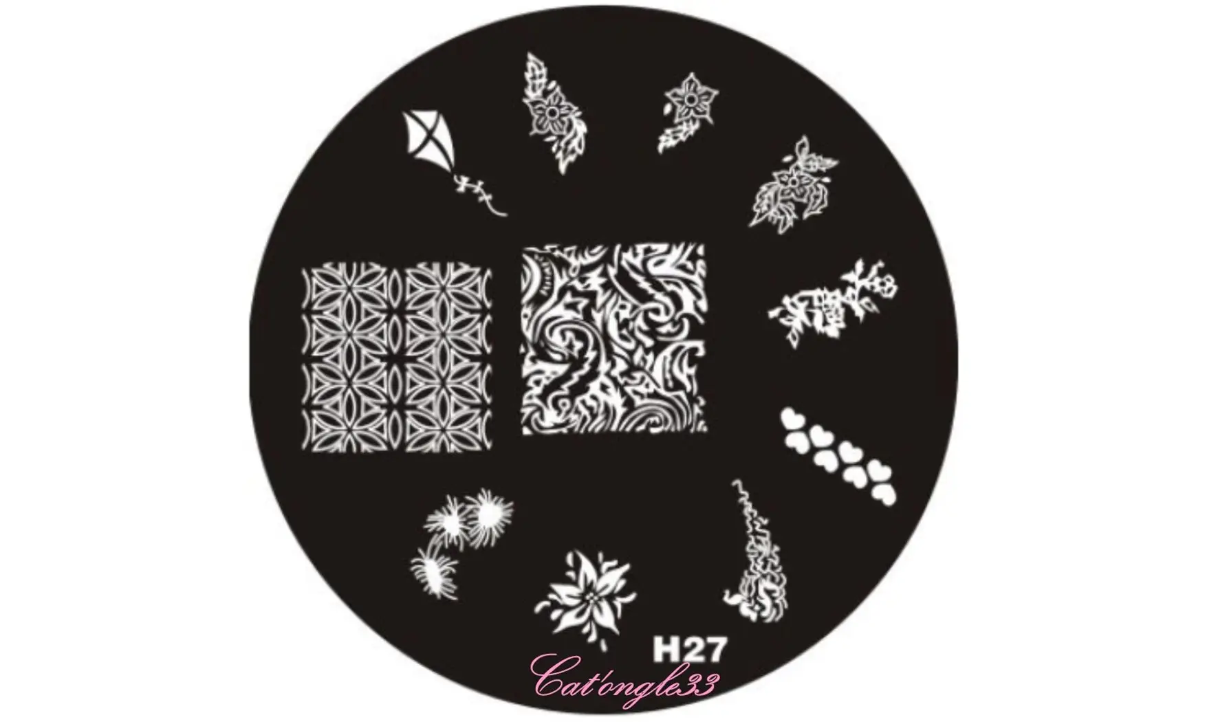 Plaque stamping H27 ronde nail art