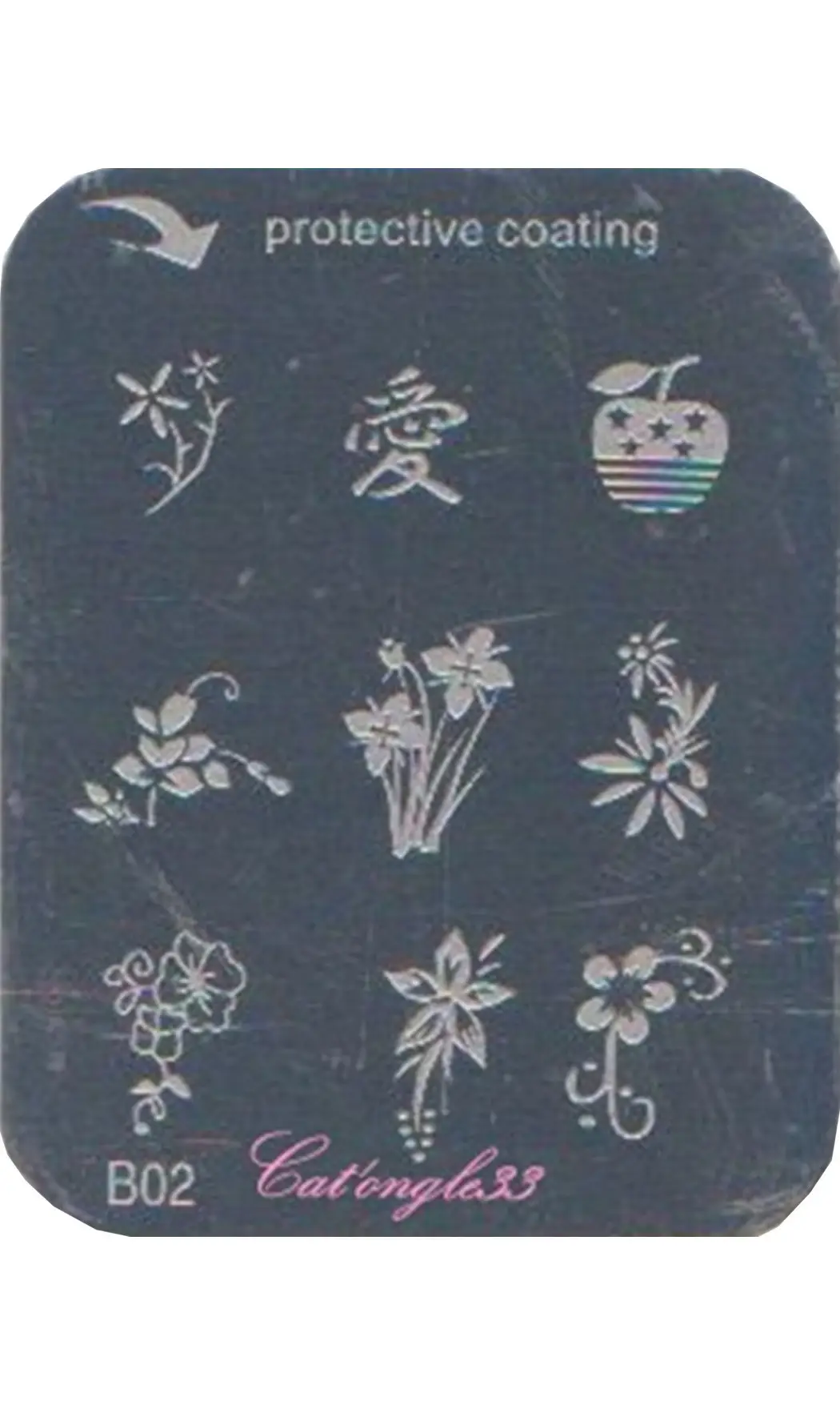 Plaque stamping B02 rectangle nail art