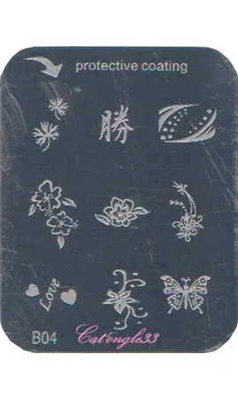 Plaque stamping B04 rectangle nail art