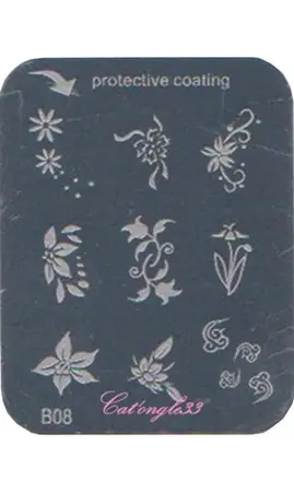 Plaque stamping B08 rectangle nail art