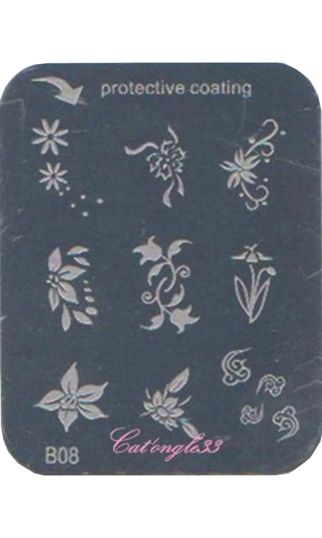 Plaque stamping B08 rectangle nail art